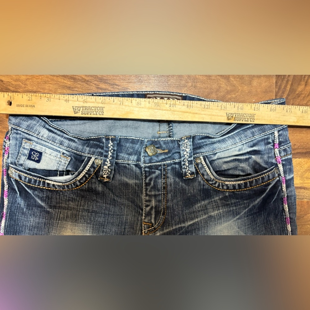 Cowgirl Up Bootcut Jeans Embellished Back Pocket Stretch Women's Size 30/36 - Picture 6 of 7